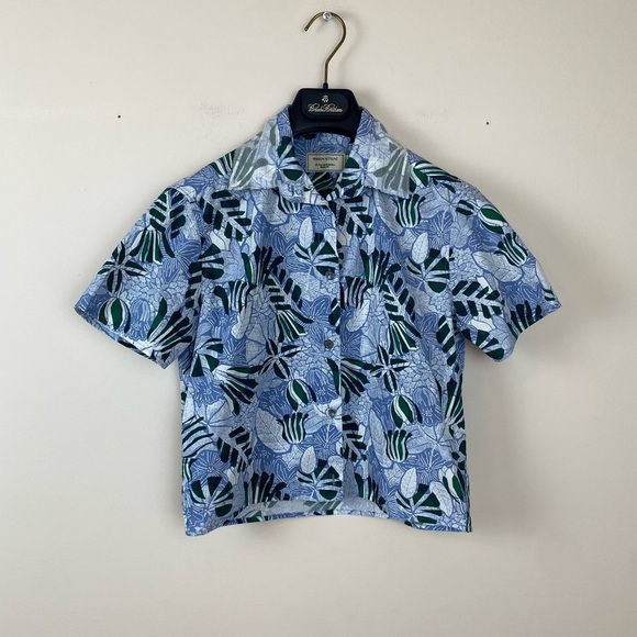 Maison Kitsune Paris Desert Collection Tropical Print Cropped Blouse - Picture 1 of 5